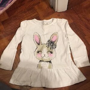 Bunny Long Sleeve Tee with Ruffle Bottom
